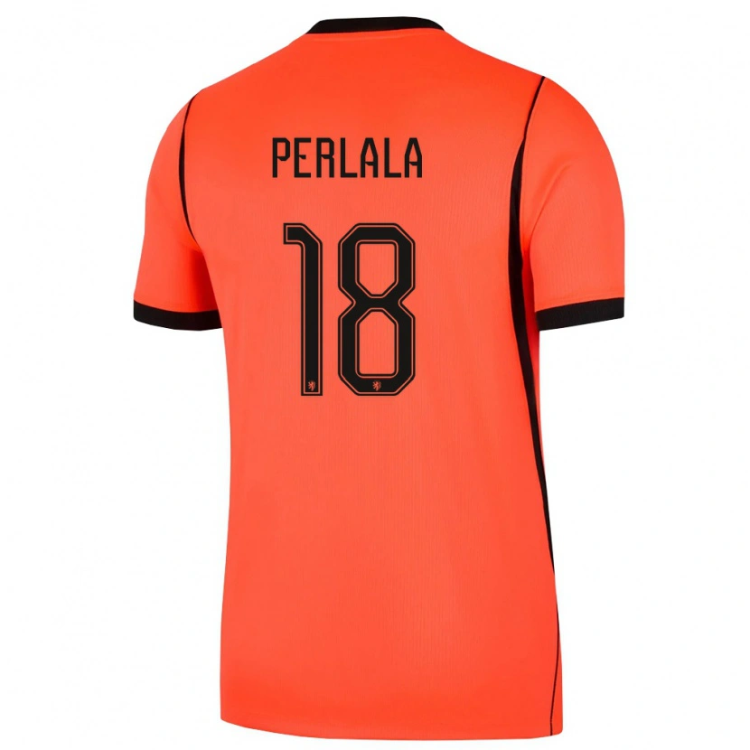 Danxen Mujer Camiseta Países Bajos Lorenc Perlala #18 Naranja Negro 1ª Equipación 26-28 La Camisa México