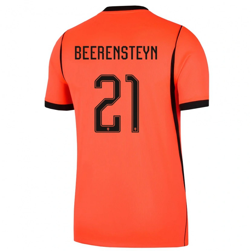 Danxen Mujer Camiseta Países Bajos Lineth Beerensteyn #21 Naranja Negro 1ª Equipación 26-28 La Camisa México