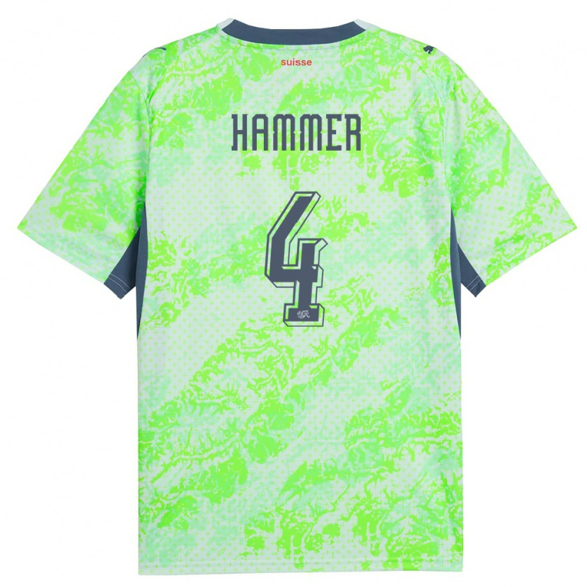 Danxen Mujer Camiseta Suiza Pascal Hammer #4 Verde Marino 2ª Equipación 26-28 La Camisa México