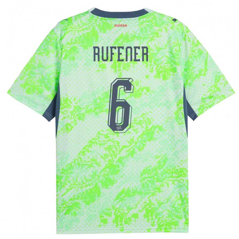 Danxen Mujer Camiseta Suiza Elio Rufener #6 Verde Marino 2ª Equipación 26-28 La Camisa México