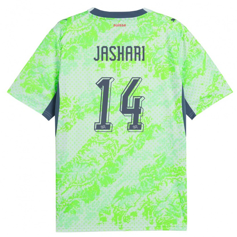 Danxen Mujer Camiseta Suiza Ardon Jashari #14 Verde Marino 2ª Equipación 26-28 La Camisa México