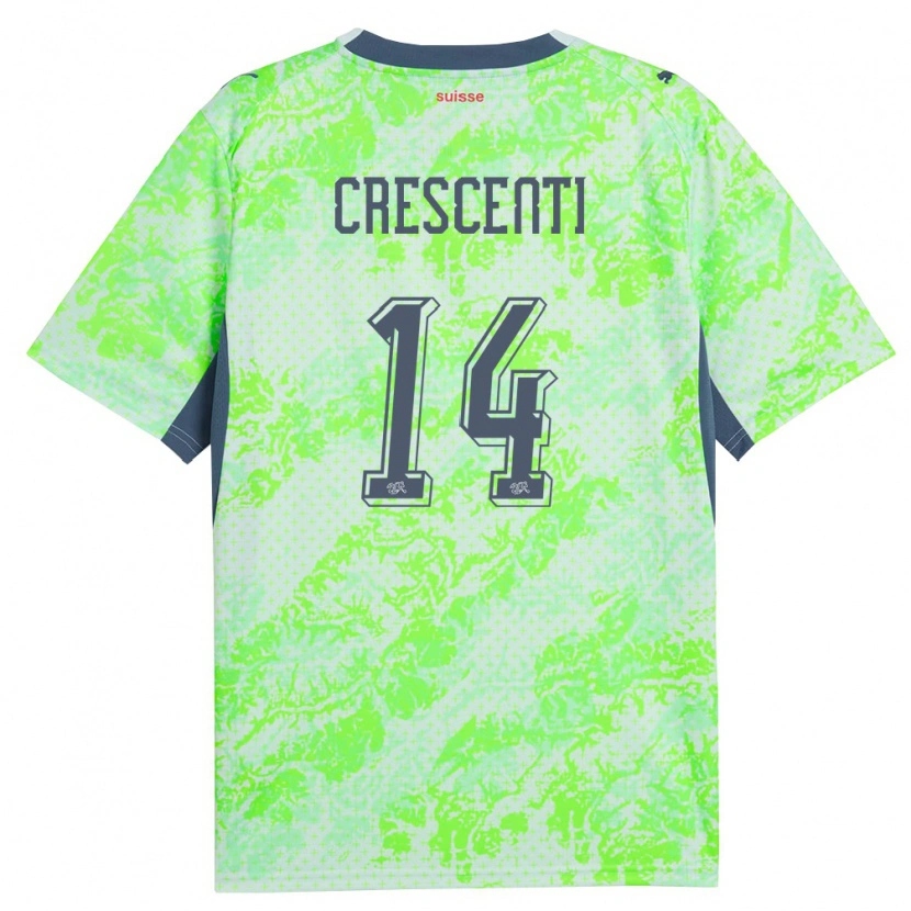 Danxen Mujer Camiseta Suiza Federico Crescenti #14 Verde Marino 2ª Equipación 26-28 La Camisa México