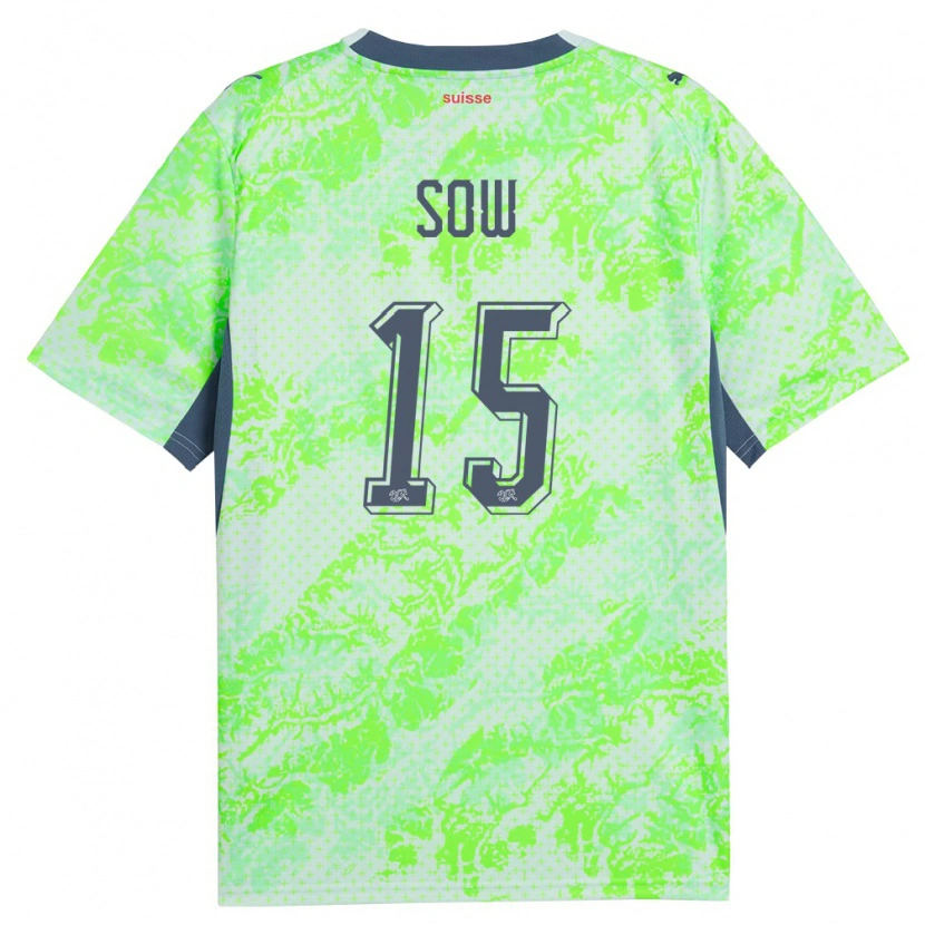 Danxen Mujer Camiseta Suiza Djibril Sow #15 Verde Marino 2ª Equipación 26-28 La Camisa México