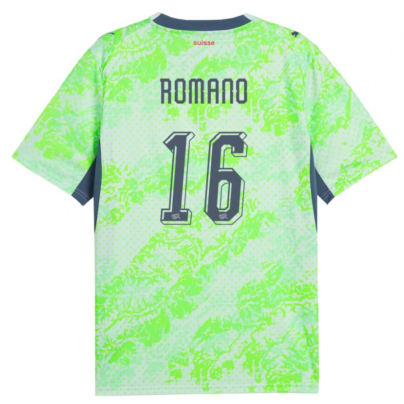 Danxen Mujer Camiseta Suiza Alessandro Romano #16 Verde Marino 2ª Equipación 26-28 La Camisa México