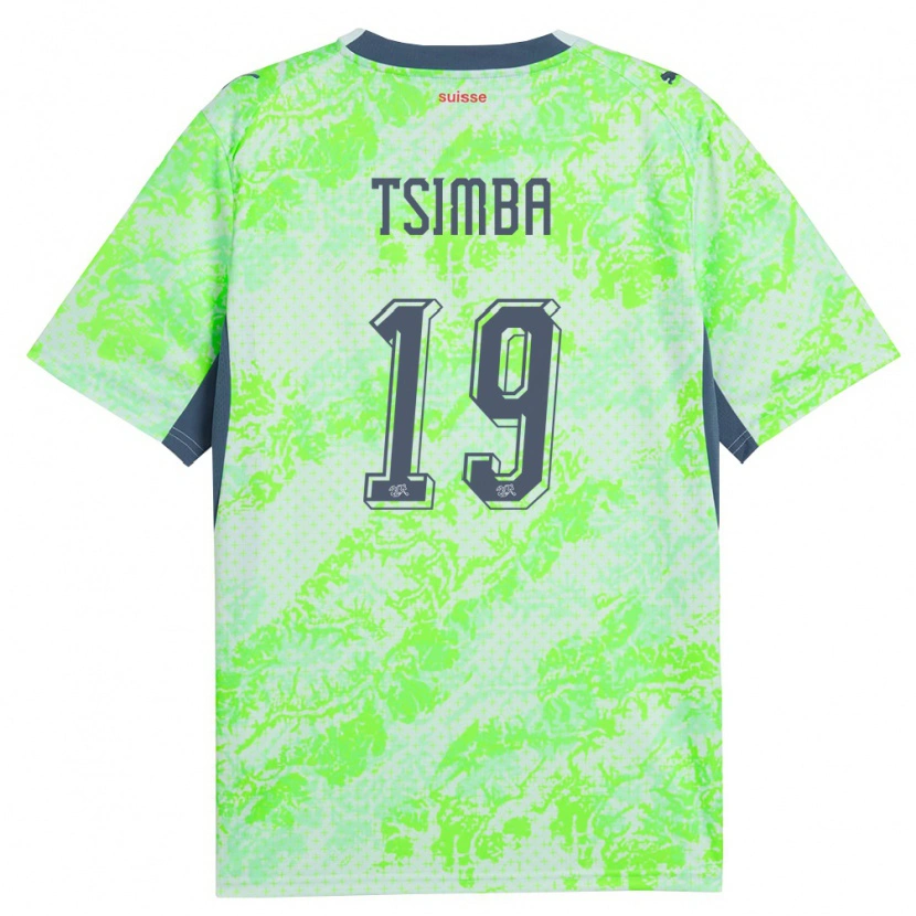 Danxen Mujer Camiseta Suiza Emmanuel Tsimba #19 Verde Marino 2ª Equipación 26-28 La Camisa México