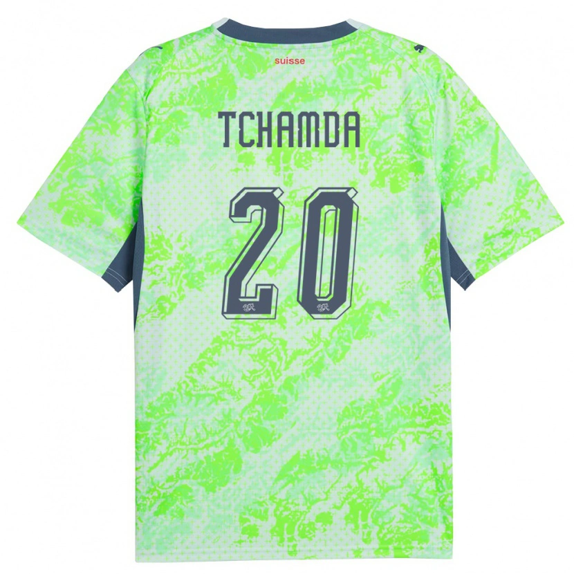 Danxen Mujer Camiseta Suiza Aaron Tchamda #20 Verde Marino 2ª Equipación 26-28 La Camisa México