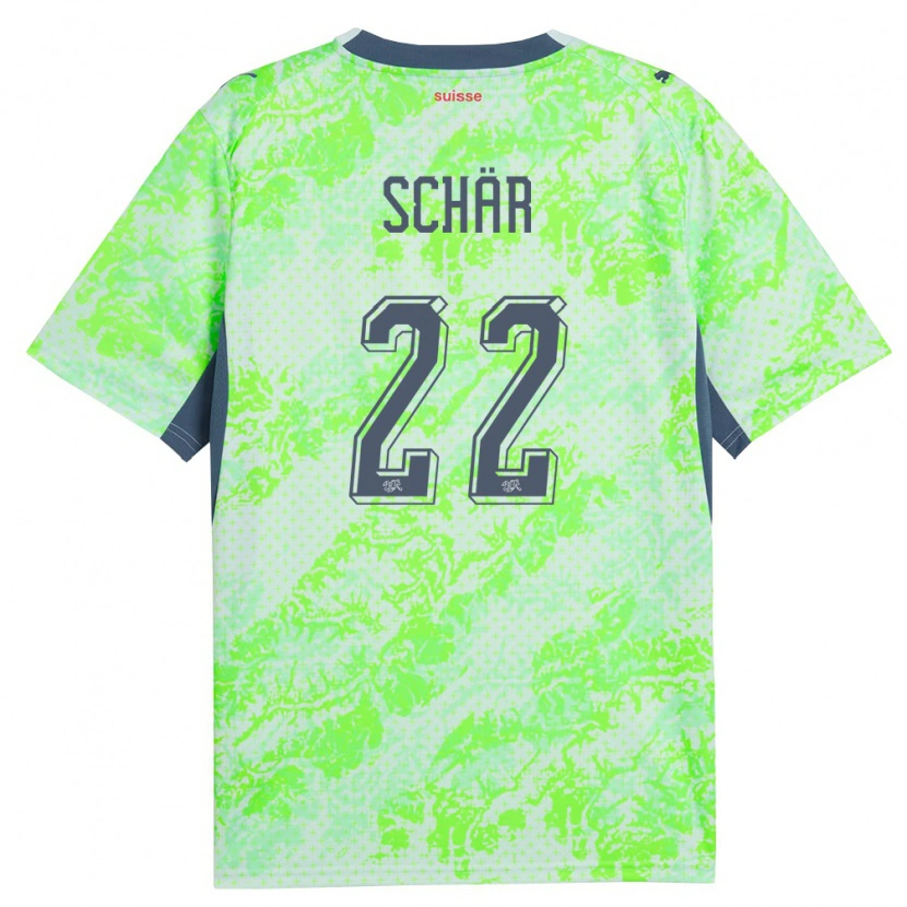 Danxen Mujer Camiseta Suiza Fabian Schar #22 Verde Marino 2ª Equipación 26-28 La Camisa México