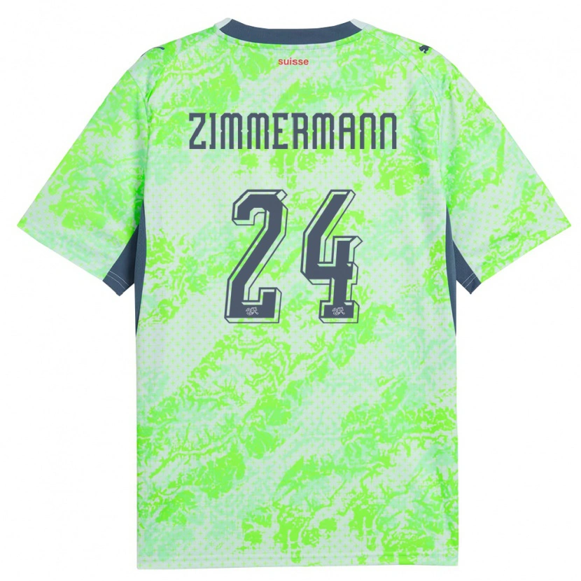 Danxen Mujer Camiseta Suiza Mio Zimmermann #24 Verde Marino 2ª Equipación 26-28 La Camisa México