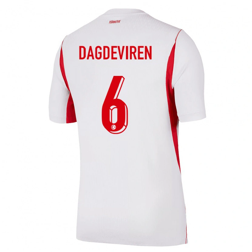 Danxen Mujer Camiseta Turquía Diren Dağdeviren #6 Blanco Rojo Borgoña 2ª Equipación 26-28 La Camisa México