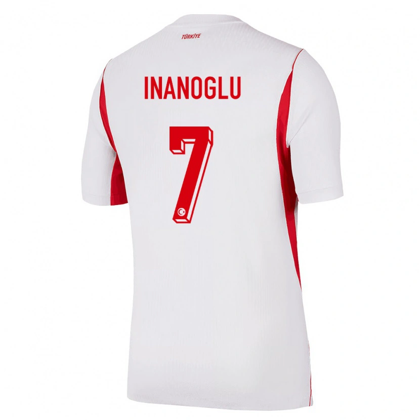 Danxen Mujer Camiseta Turquía Kaan İnanoğlu #7 Blanco Rojo Borgoña 2ª Equipación 26-28 La Camisa México