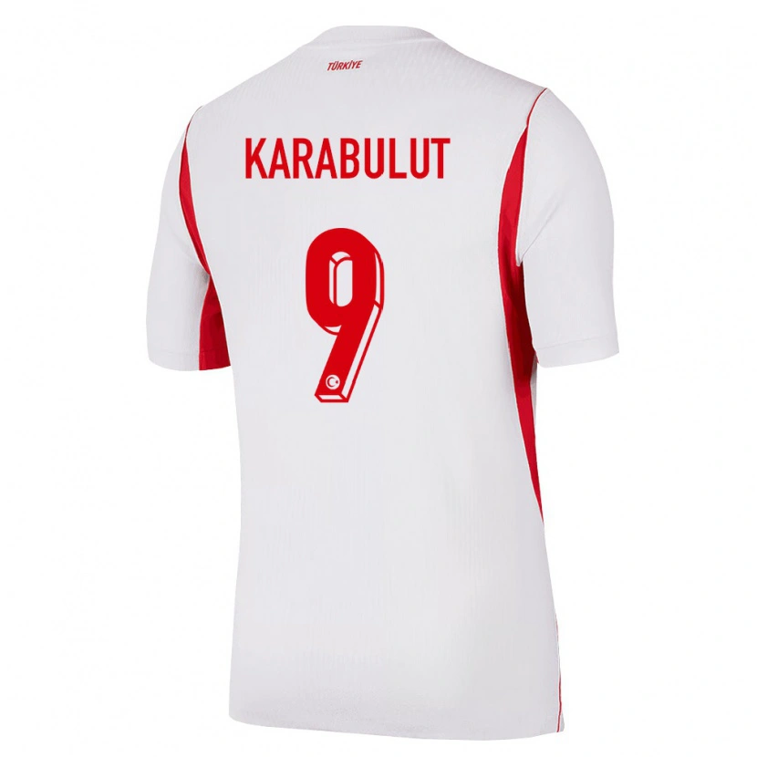 Danxen Mujer Camiseta Turquía Arzu Karabulut #9 Blanco Rojo Borgoña 2ª Equipación 26-28 La Camisa México