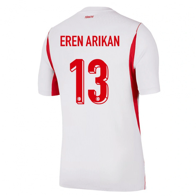 Danxen Mujer Camiseta Turquía Muhammed Eren Arıkan #13 Blanco Rojo Borgoña 2ª Equipación 26-28 La Camisa México