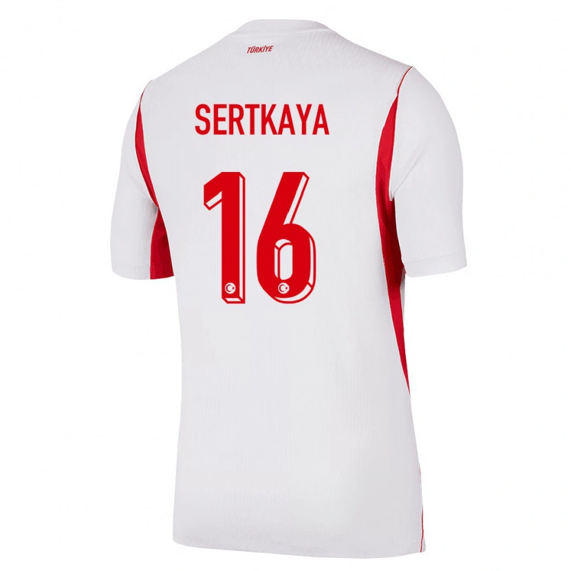 Danxen Mujer Camiseta Turquía Yusuf Sertkaya #16 Blanco Rojo Borgoña 2ª Equipación 26-28 La Camisa México