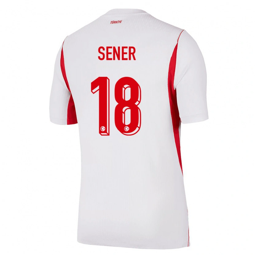 Danxen Mujer Camiseta Turquía Haktan Şener #18 Blanco Rojo Borgoña 2ª Equipación 26-28 La Camisa México