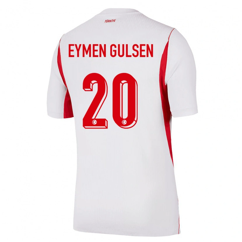 Danxen Mujer Camiseta Turquía Ahmet Eymen Gülşen #20 Blanco Rojo Borgoña 2ª Equipación 26-28 La Camisa México