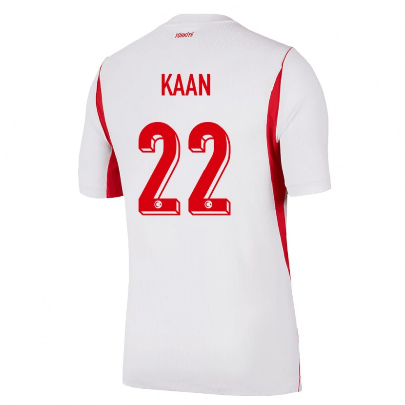 Danxen Mujer Camiseta Turquía Kaan Ayhan #22 Blanco Rojo Borgoña 2ª Equipación 26-28 La Camisa México