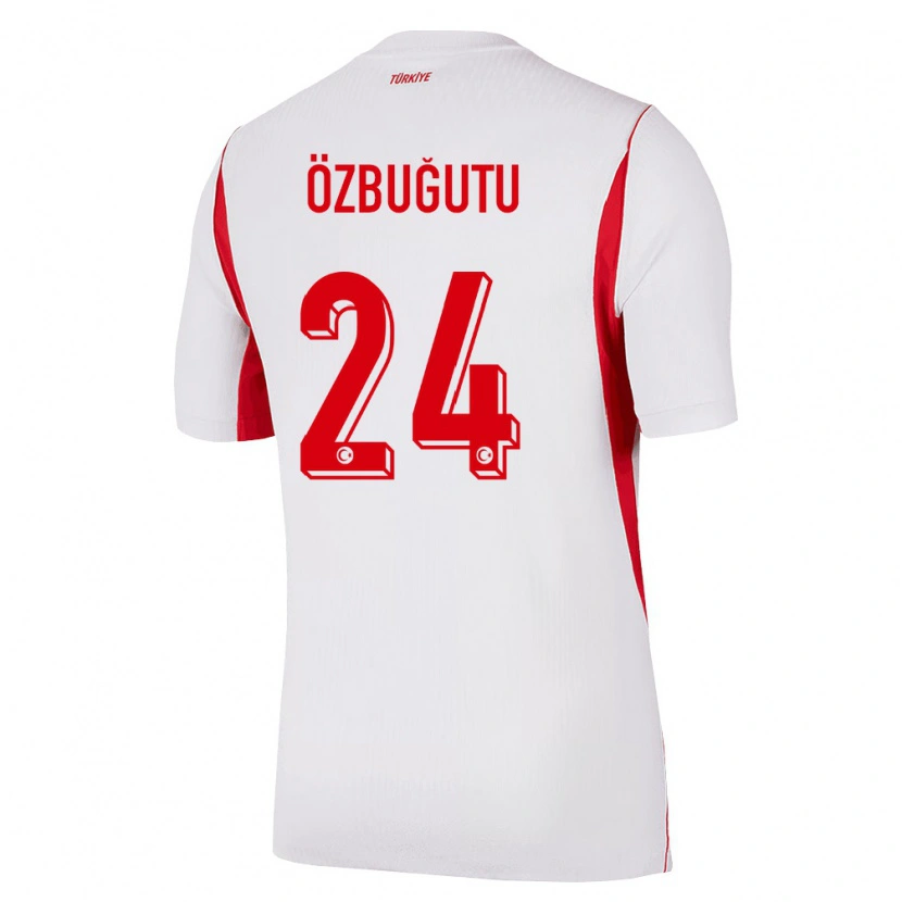 Danxen Mujer Camiseta Turquía Ayaz Özbuğutu #24 Blanco Rojo Borgoña 2ª Equipación 26-28 La Camisa México
