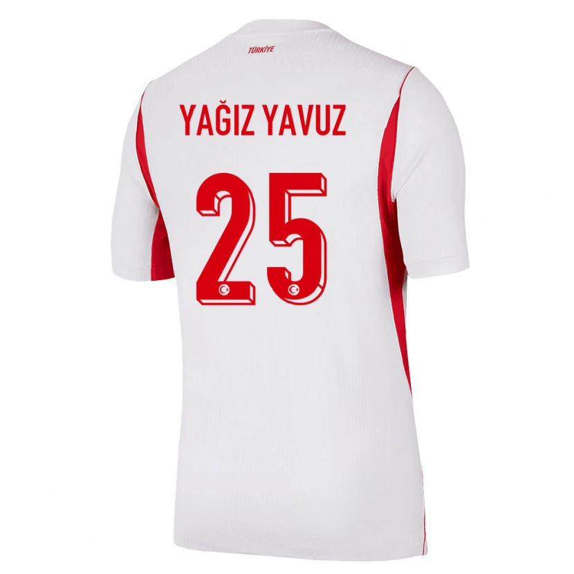 Danxen Mujer Camiseta Turquía Yusuf Yağız Yavuz #25 Blanco Rojo Borgoña 2ª Equipación 26-28 La Camisa México