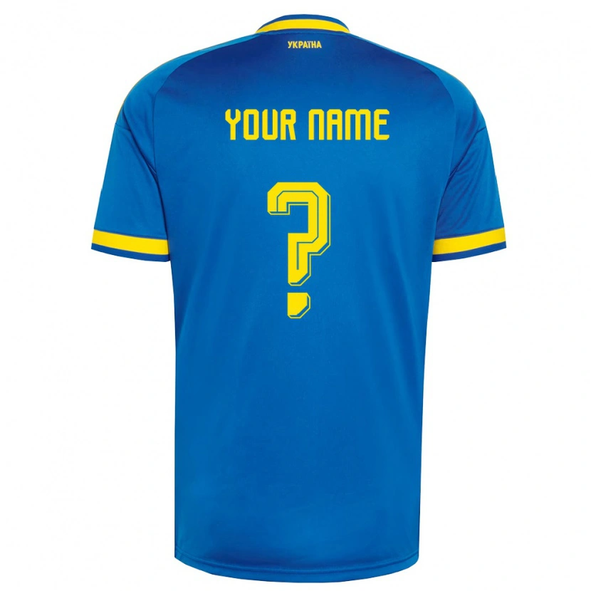Danxen Mujer Camiseta Ucrania Su Nombre #0 Azul Amarillo Marino 2ª Equipación 26-28 La Camisa México