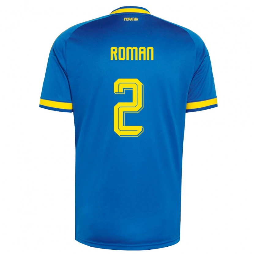Danxen Mujer Camiseta Ucrania Vitaliy Roman #2 Azul Amarillo Marino 2ª Equipación 26-28 La Camisa México