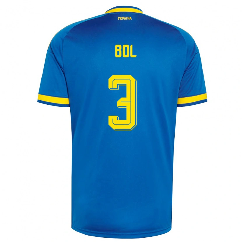 Danxen Mujer Camiseta Ucrania Anton Bol #3 Azul Amarillo Marino 2ª Equipación 26-28 La Camisa México