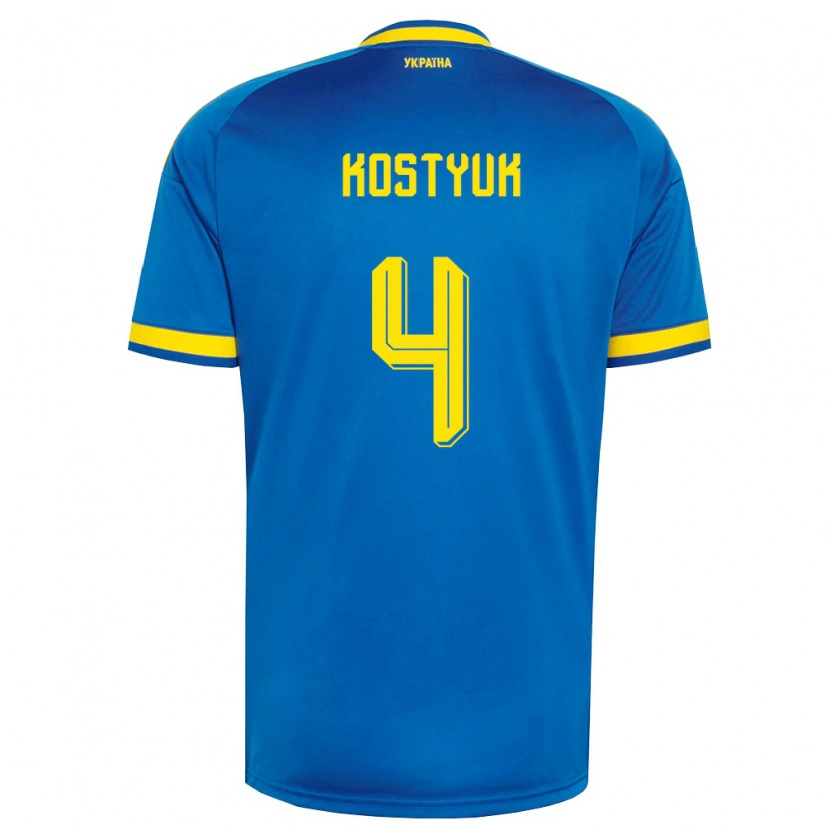 Danxen Mujer Camiseta Ucrania Yegor Kostyuk #4 Azul Amarillo Marino 2ª Equipación 26-28 La Camisa México