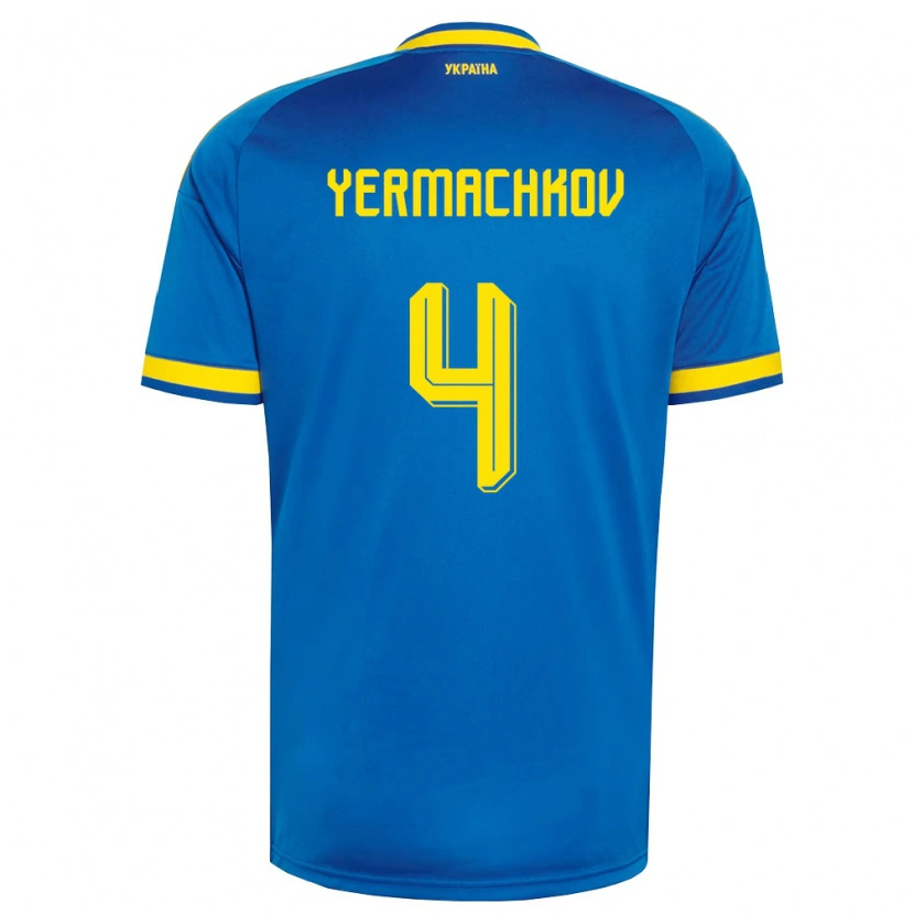 Danxen Mujer Camiseta Ucrania Ivan Yermachkov #4 Azul Amarillo Marino 2ª Equipación 26-28 La Camisa México