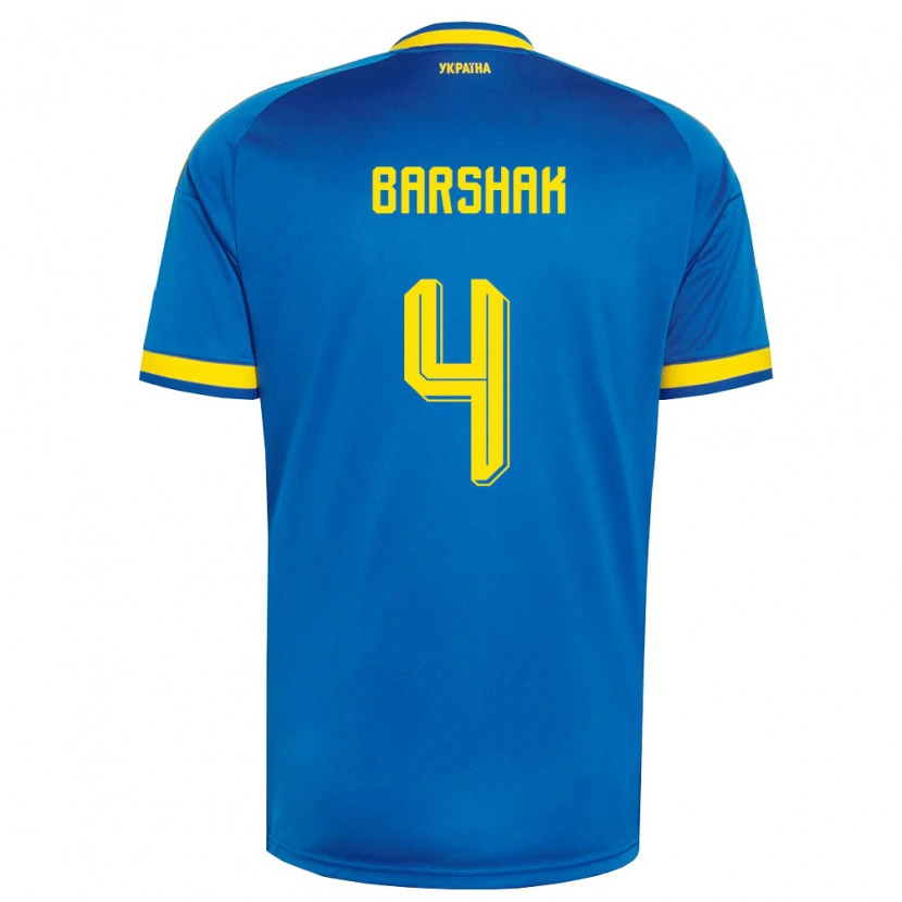 Danxen Mujer Camiseta Ucrania Maksym Barshak #4 Azul Amarillo Marino 2ª Equipación 26-28 La Camisa México