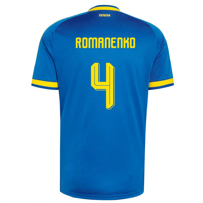Danxen Mujer Camiseta Ucrania Tetyana Romanenko #4 Azul Amarillo Marino 2ª Equipación 26-28 La Camisa México