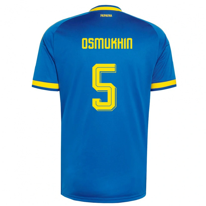 Danxen Mujer Camiseta Ucrania Zakhar Osmukhin #5 Azul Amarillo Marino 2ª Equipación 26-28 La Camisa México