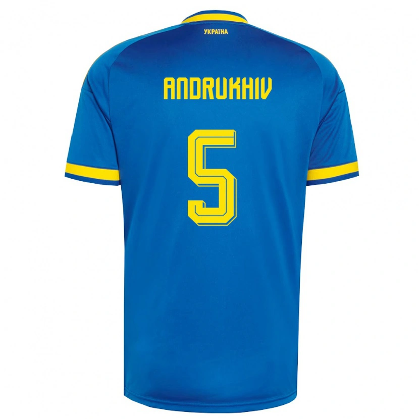 Danxen Mujer Camiseta Ucrania Veronika Andrukhiv #5 Azul Amarillo Marino 2ª Equipación 26-28 La Camisa México