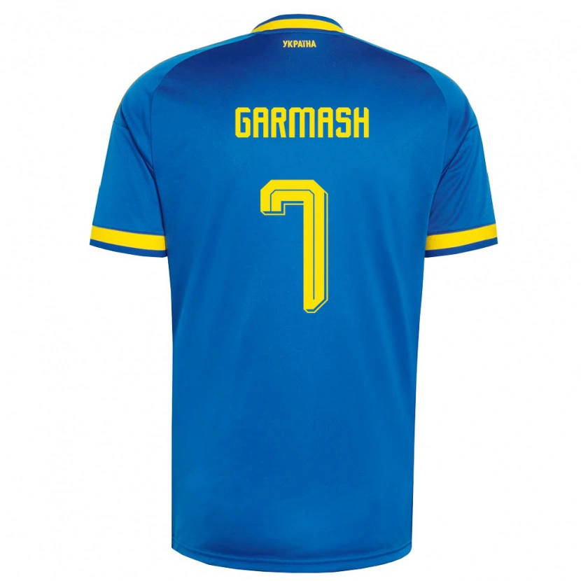 Danxen Mujer Camiseta Ucrania Yevgen Garmash #7 Azul Amarillo Marino 2ª Equipación 26-28 La Camisa México