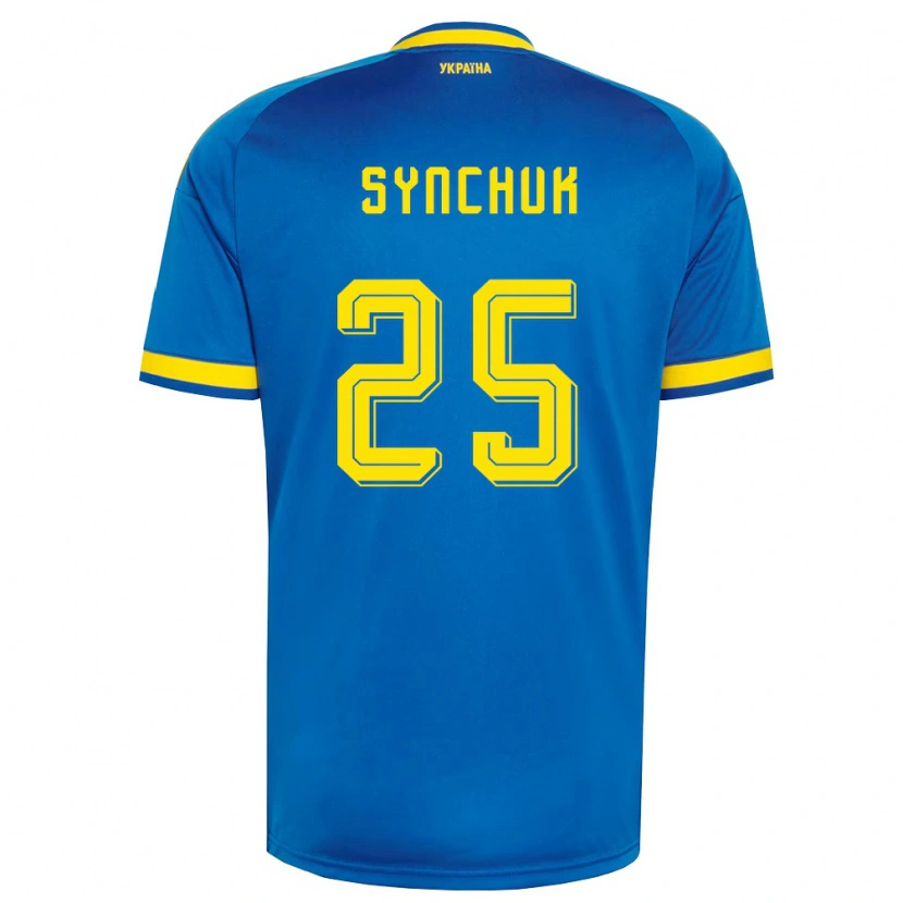 Danxen Mujer Camiseta Ucrania Gennadiy Synchuk #25 Azul Amarillo Marino 2ª Equipación 26-28 La Camisa México
