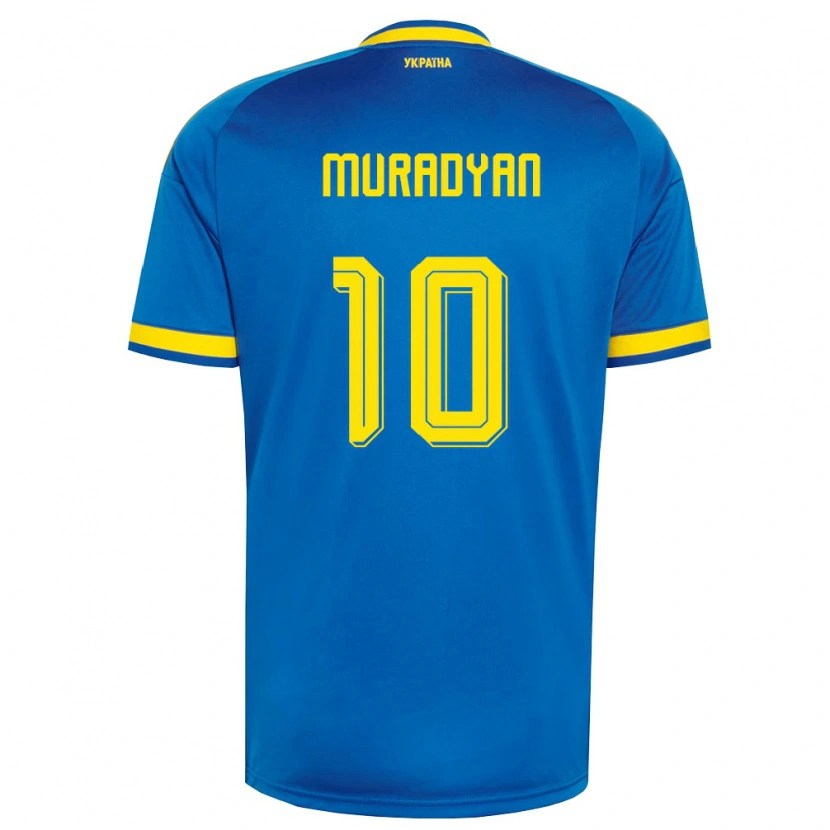 Danxen Mujer Camiseta Ucrania Artem Muradyan #10 Azul Amarillo Marino 2ª Equipación 26-28 La Camisa México
