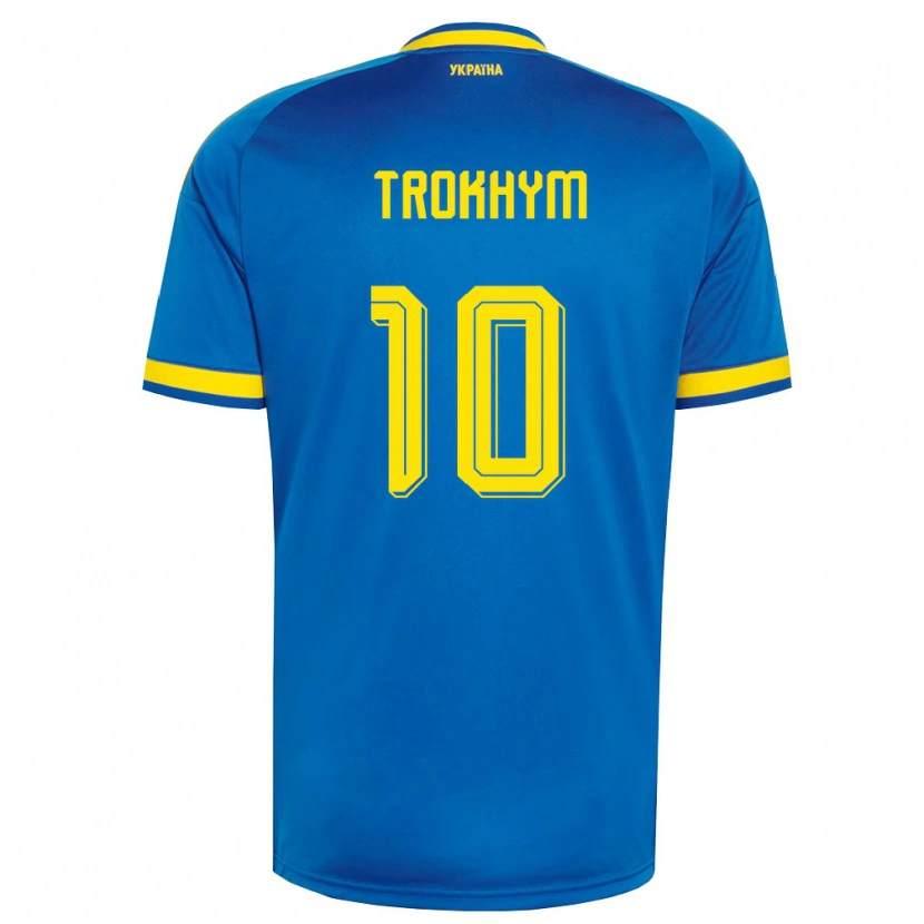 Danxen Mujer Camiseta Ucrania Arseniy-Tymofiy Trokhym #10 Azul Amarillo Marino 2ª Equipación 26-28 La Camisa México