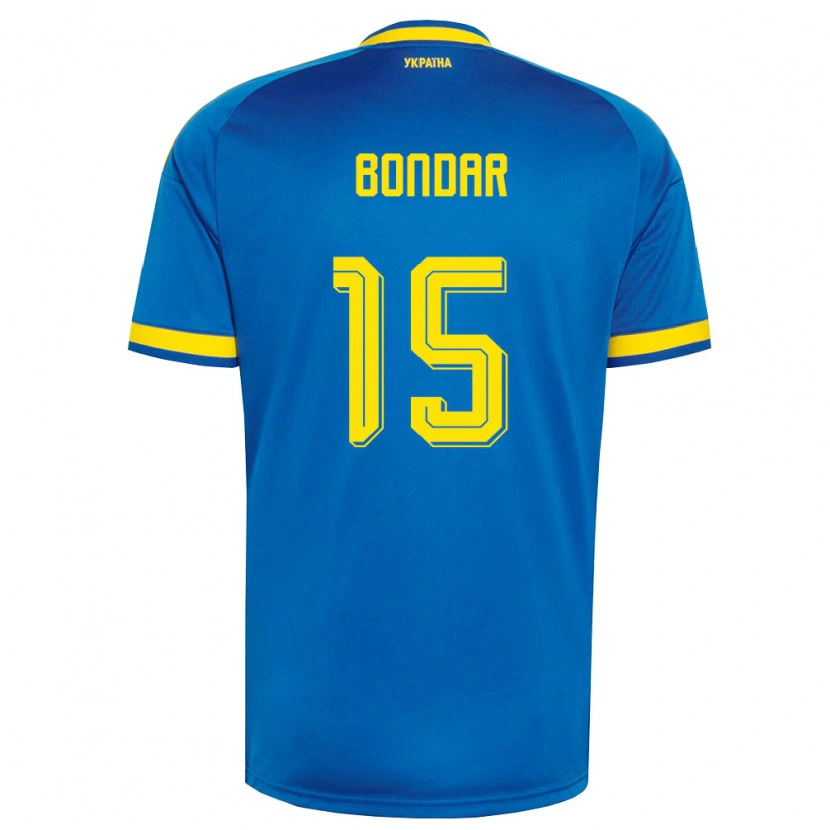 Danxen Mujer Camiseta Ucrania Nazar Bondar #15 Azul Amarillo Marino 2ª Equipación 26-28 La Camisa México