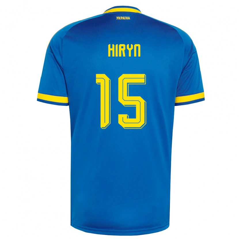 Danxen Mujer Camiseta Ucrania Viktoriya Hiryn #15 Azul Amarillo Marino 2ª Equipación 26-28 La Camisa México