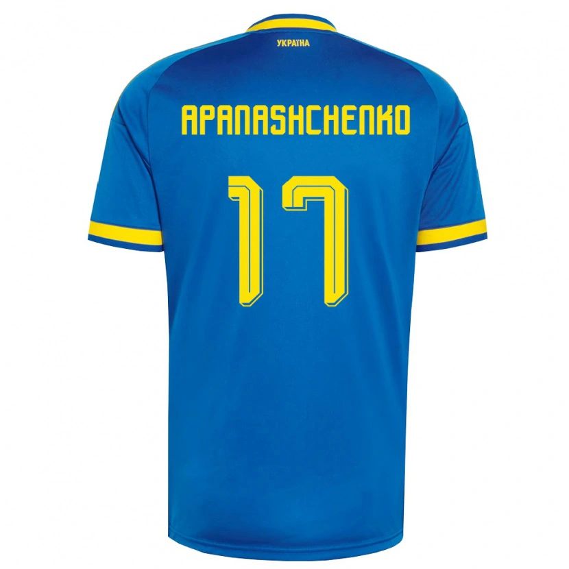 Danxen Mujer Camiseta Ucrania Daryna Apanashchenko #17 Azul Amarillo Marino 2ª Equipación 26-28 La Camisa México