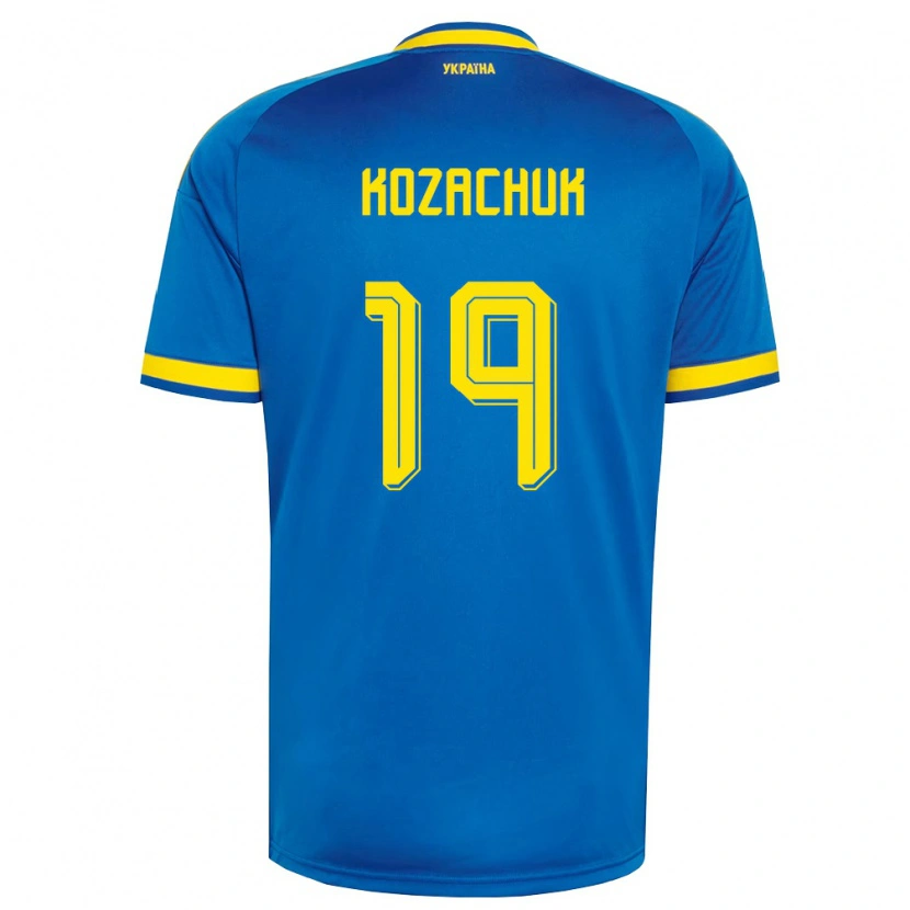 Danxen Mujer Camiseta Ucrania Yevgen Kozachuk #19 Azul Amarillo Marino 2ª Equipación 26-28 La Camisa México