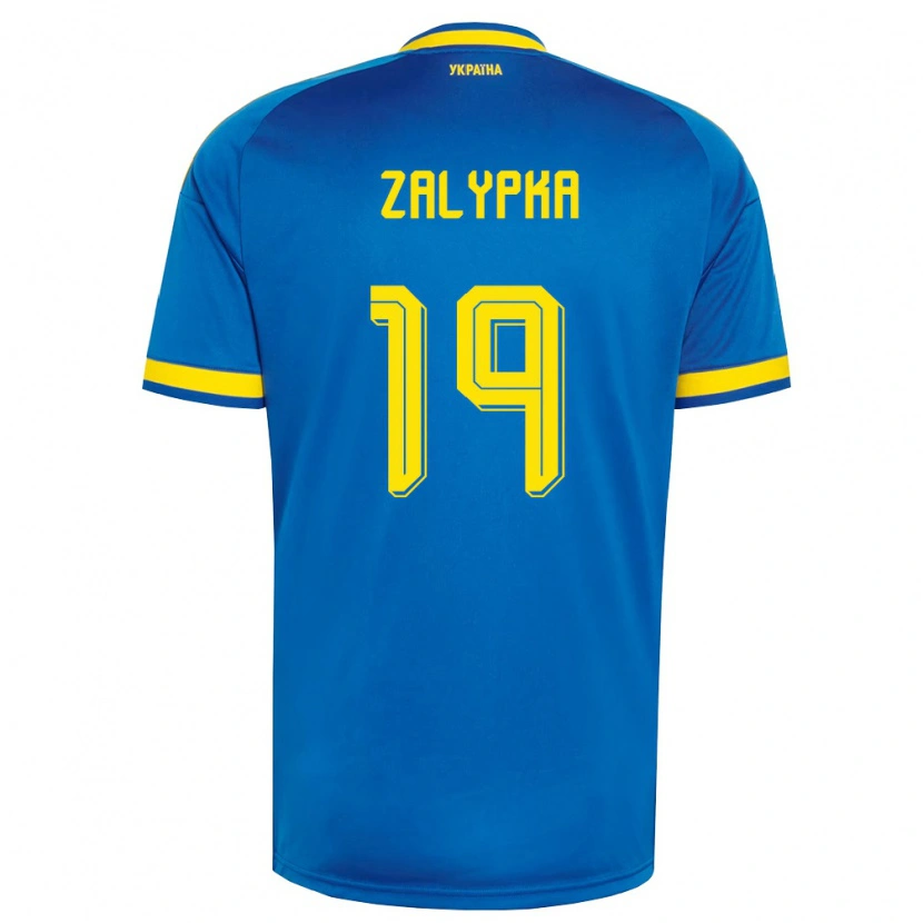 Danxen Mujer Camiseta Ucrania Arsen Zalypka #19 Azul Amarillo Marino 2ª Equipación 26-28 La Camisa México