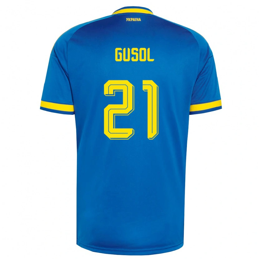 Danxen Mujer Camiseta Ucrania Artem Gusol #21 Azul Amarillo Marino 2ª Equipación 26-28 La Camisa México