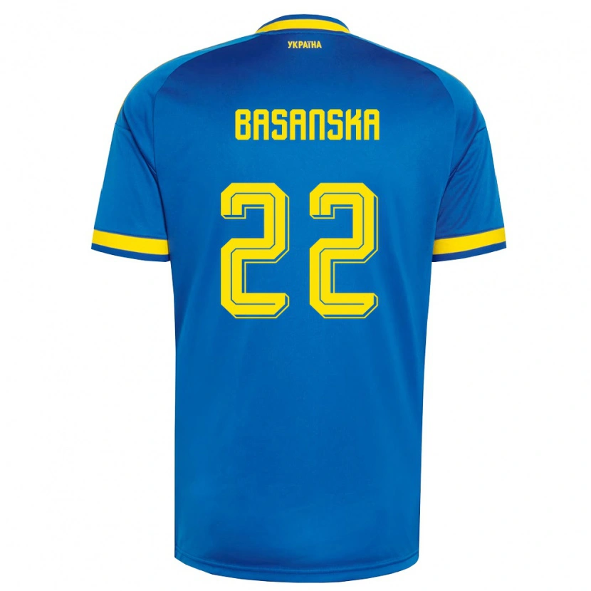 Danxen Mujer Camiseta Ucrania Olga Basanska #22 Azul Amarillo Marino 2ª Equipación 26-28 La Camisa México