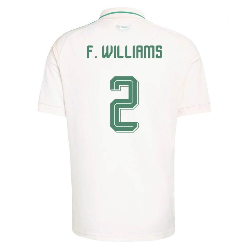 Danxen Mujer Camiseta Gales Fabian Williams #2 Blanco Marrón Verde 2ª Equipación 26-28 La Camisa México