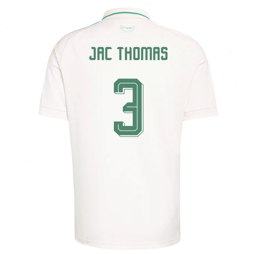 Danxen Mujer Camiseta Gales Jac Thomas #3 Blanco Marrón Verde 2ª Equipación 26-28 La Camisa México