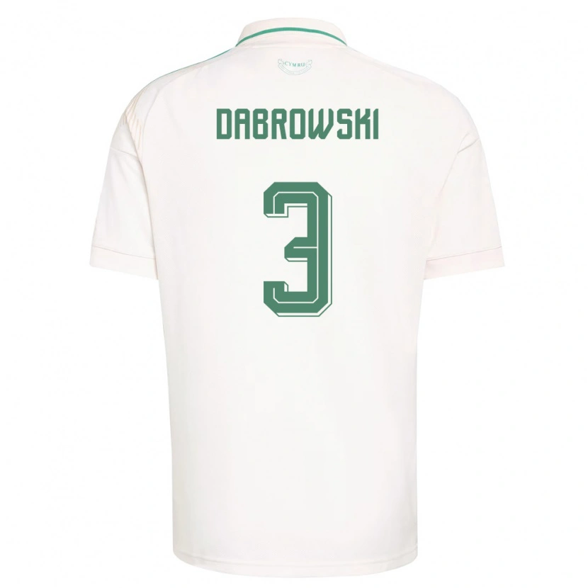 Danxen Mujer Camiseta Gales Sebastian Dabrowski #3 Blanco Marrón Verde 2ª Equipación 26-28 La Camisa México