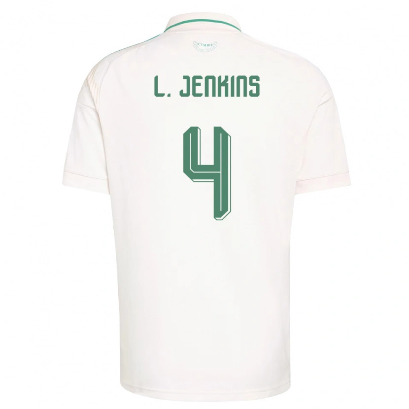 Danxen Mujer Camiseta Gales Lee Jenkins #4 Blanco Marrón Verde 2ª Equipación 26-28 La Camisa México