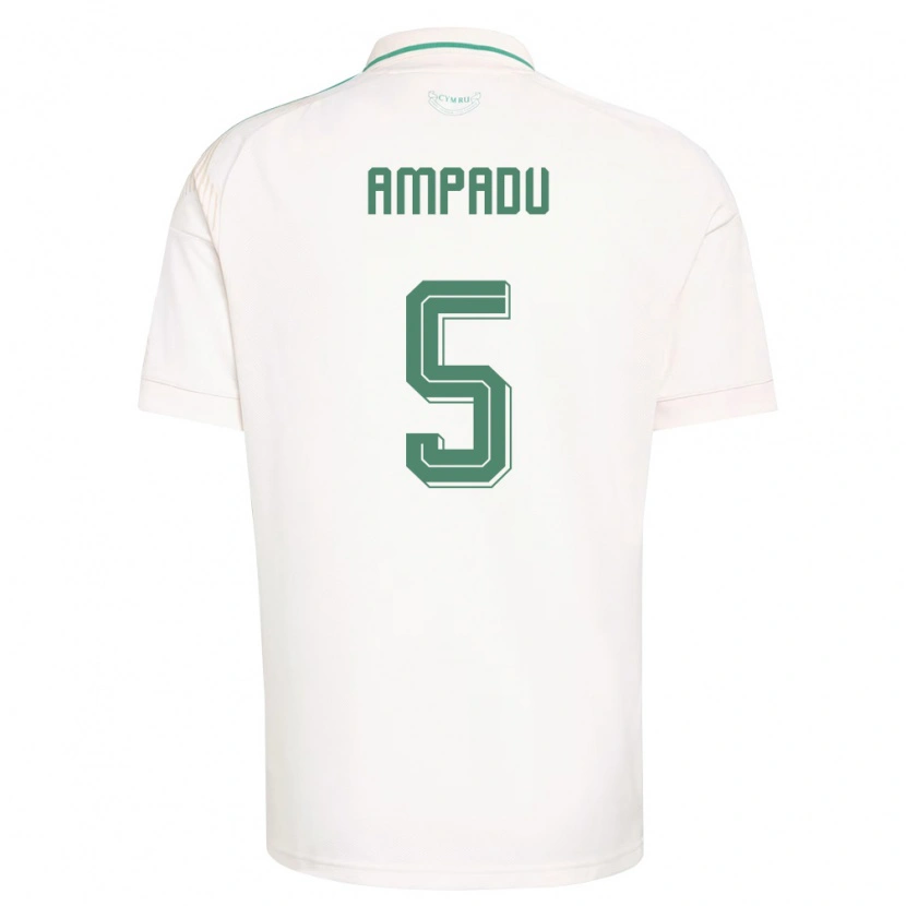 Danxen Mujer Camiseta Gales Ethan Ampadu #5 Blanco Marrón Verde 2ª Equipación 26-28 La Camisa México