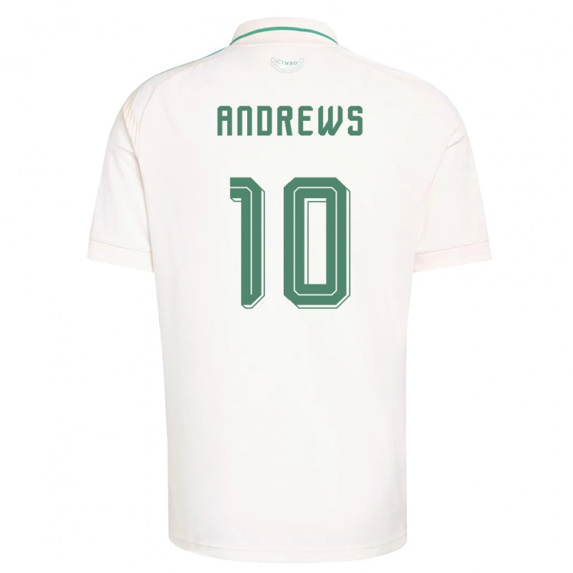 Danxen Mujer Camiseta Gales Kai Andrews #10 Blanco Marrón Verde 2ª Equipación 26-28 La Camisa México