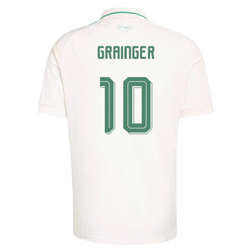 Danxen Mujer Camiseta Gales William Grainger #10 Blanco Marrón Verde 2ª Equipación 26-28 La Camisa México