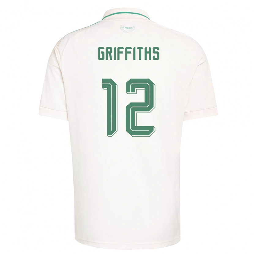 Danxen Mujer Camiseta Gales Ewan Griffiths #12 Blanco Marrón Verde 2ª Equipación 26-28 La Camisa México
